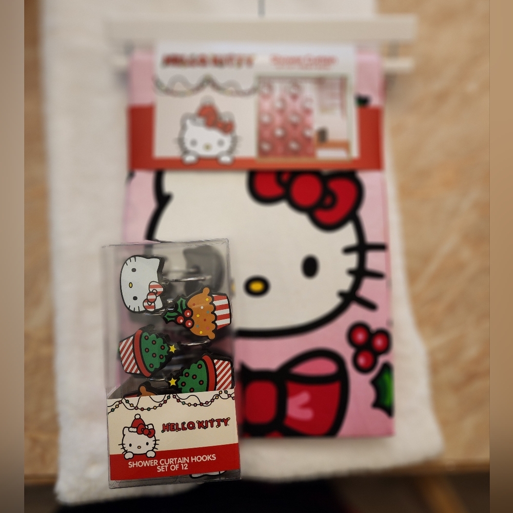 Christmas Hello Kitty shower curtain